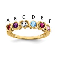 14K Yellow Gold Genuine 6 Stone Mother's Ring view 1