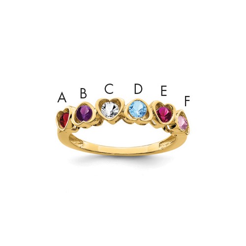 14K Yellow Gold Synthetic Family Jewelry Ring