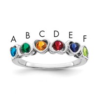 14K White Gold Synthetic Family Jewelry Ring view 1