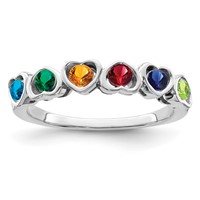 14K White Gold Synthetic Family Jewelry Ring view 2