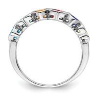 14K White Gold Synthetic Family Jewelry Ring view 3