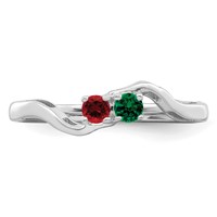 14K White Gold Genuine 2 Stone Mother's Ring view 5