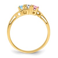 14K Yellow Gold Genuine 3 Stone Mother's Ring view 3