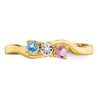 14K Yellow Gold Genuine 3 Stone Mother's Ring view 5