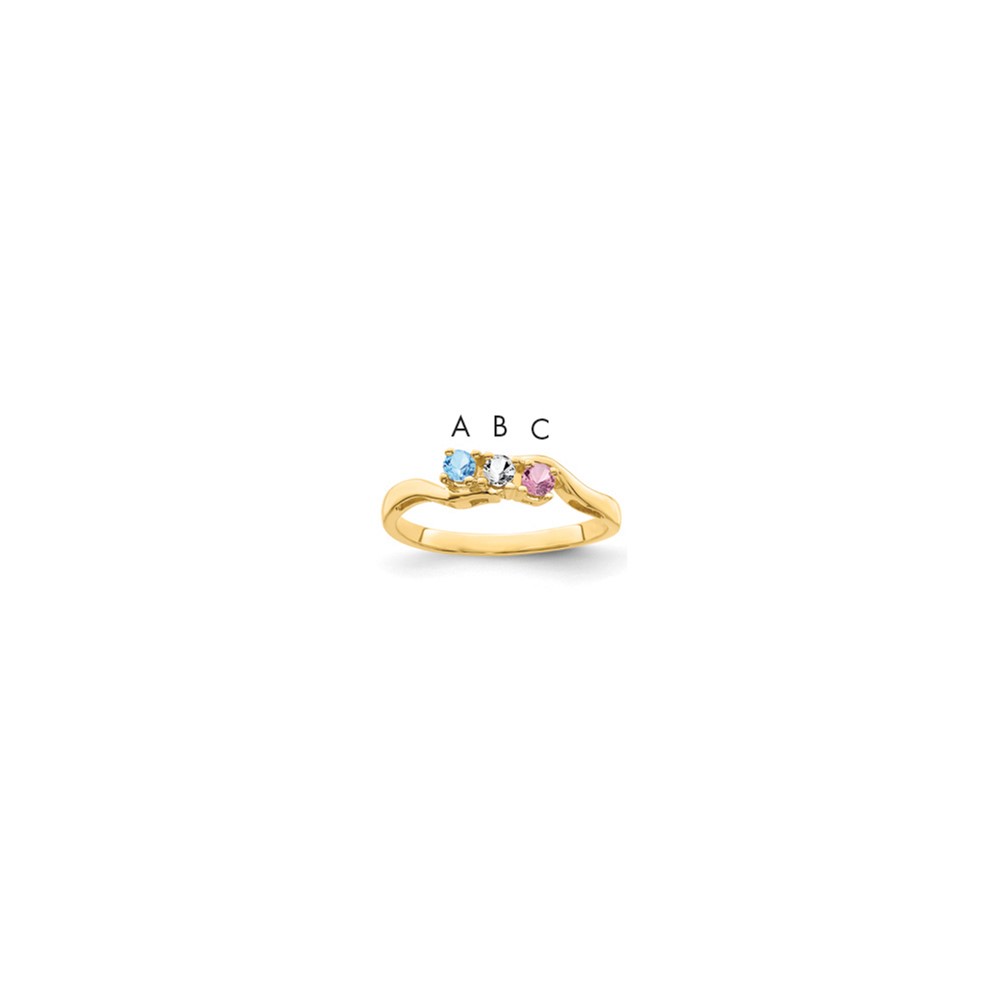 14K Yellow Gold Genuine 3 Stone Mother's Ring