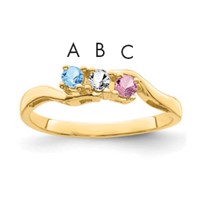 14K Yellow Gold Genuine 3 Stone Mother's Ring view 1