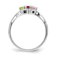 Sterling Silver Rhodium-plated Synthetic 3 Stone Mother's Ring view 3