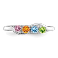 14K White Gold Genuine 4 Stone Mother's Ring view 5