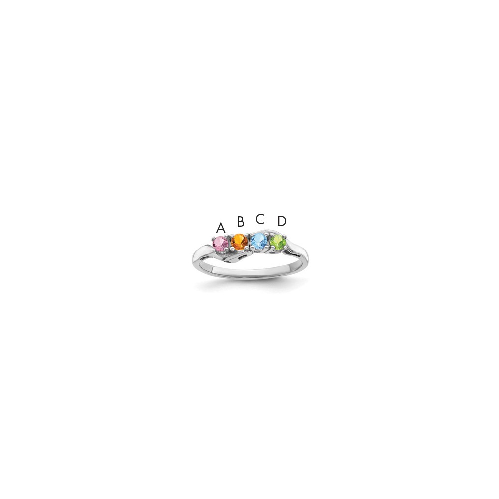 14K White Gold Genuine 4 Stone Mother's Ring