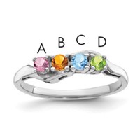 14K White Gold Genuine 4 Stone Mother's Ring view 1