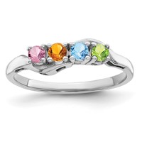 14K White Gold Genuine 4 Stone Mother's Ring view 2