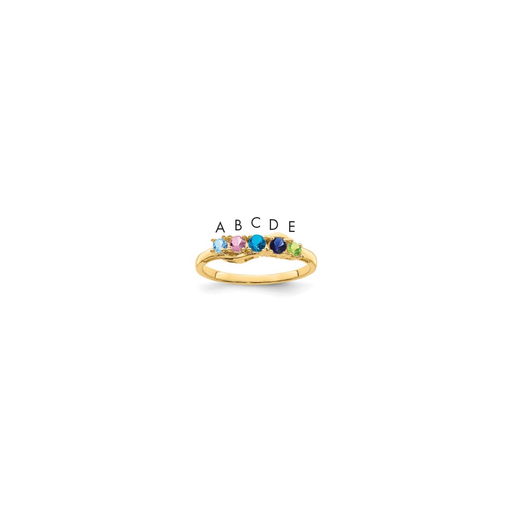 14K Yellow Gold Genuine 5 Stone Mother's Ring