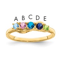 14K Yellow Gold Genuine 5 Stone Mother's Ring view 1