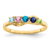 14K Yellow Gold Genuine 5 Stone Mother's Ring view 2