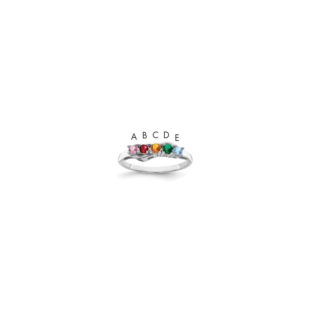 14K White Gold Synthetic Family Jewelry Ring