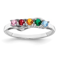 14K White Gold Synthetic Family Jewelry Ring view 2