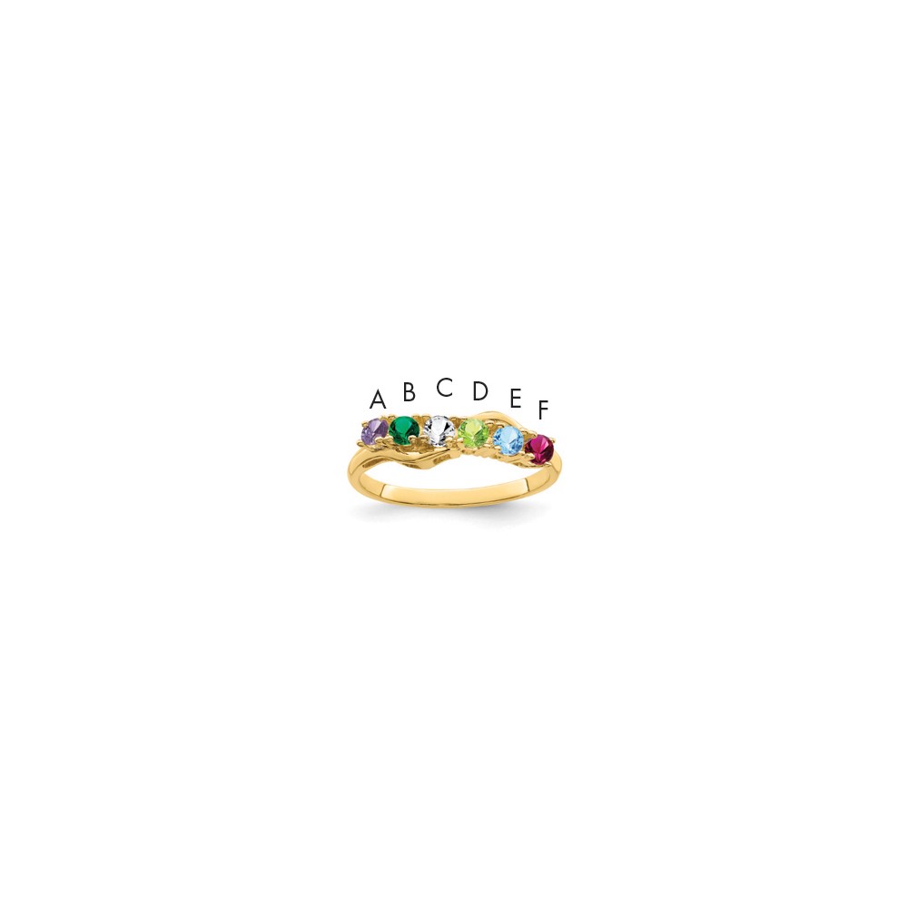 14K Genuine 6 Stone Mother's Ring