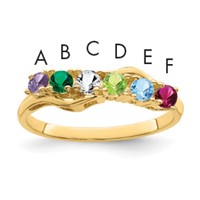 14K Genuine 6 Stone Mother's Ring view 1