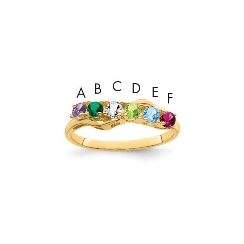 14K Yellow Gold Synthetic Family Jewelry Ring