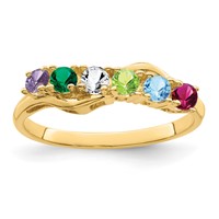 14K Genuine 6 Stone Mother's Ring view 2