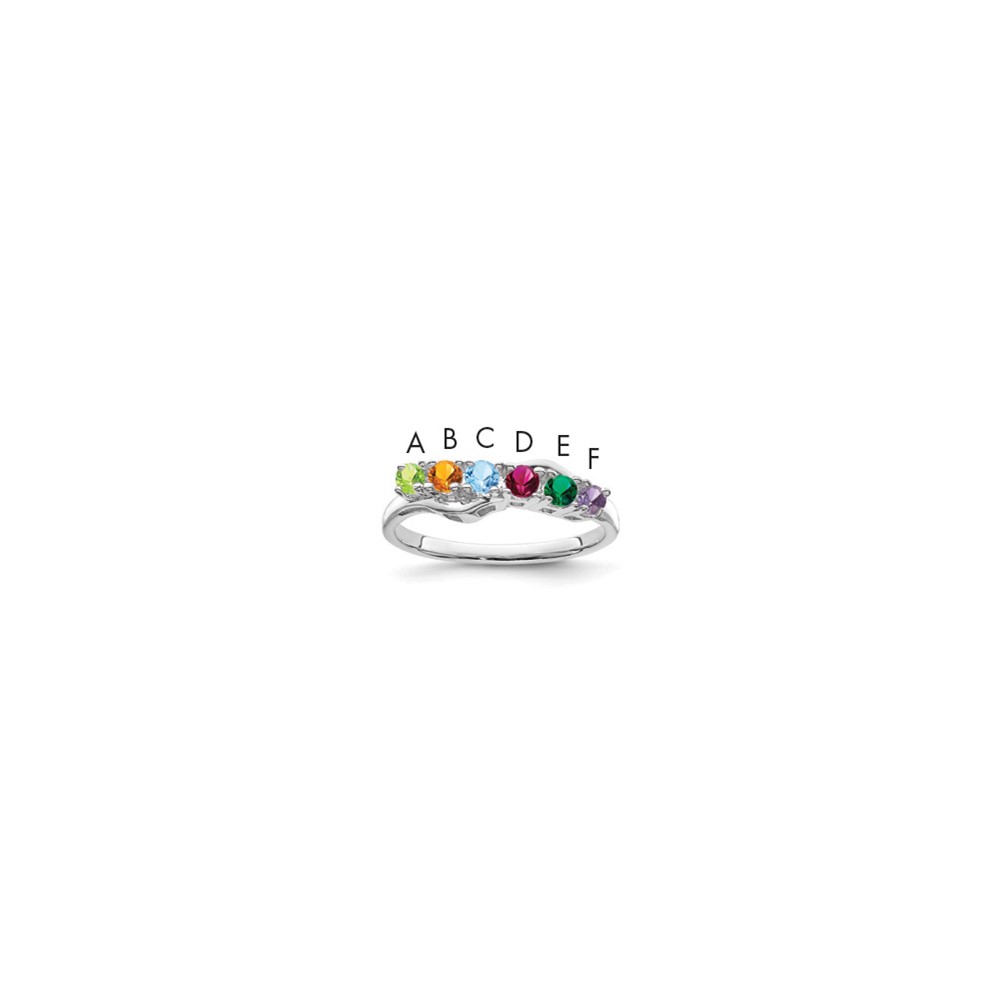 14K White Gold Family Jewelry Ring