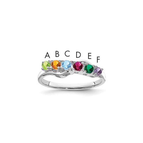 14K White Gold Family Jewelry Ring
