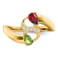 14K Personalized 2-Name Diamond and Synthetic 2 Stone Couple's Ring view 5