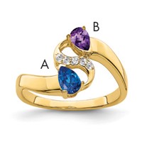 14K Personalized 2-Name Diamond and Synthetic 2 Stone Couple's Ring view 1