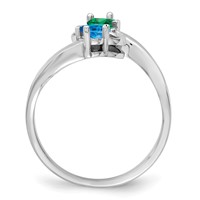 SS Rh-plated Personalized 2-Name Diamond and Synthetic 2 Stone Couple's Rin view 3