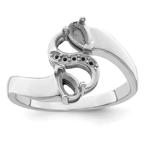 Sterling Silver Rhodium-plated Synthetic 2 Stone Mother's Ring