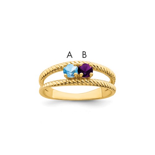14K Yellow Gold Synthetic Family Jewelry Ring