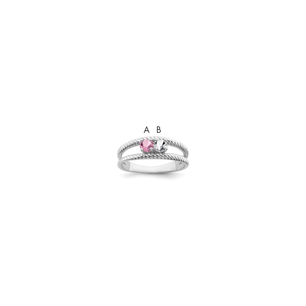 14K White Gold Genuine 2 Stone Mother's Ring