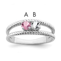 14K White Gold Genuine 2 Stone Mother's Ring view 1