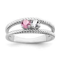14K White Gold Genuine 2 Stone Mother's Ring view 2