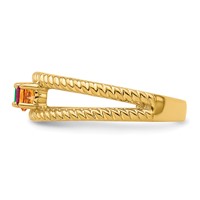 14K Yellow Gold Genuine 3 Stone Mother's Ring view 4