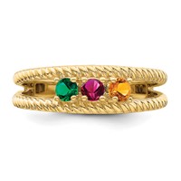 14K Yellow Gold Genuine 3 Stone Mother's Ring view 5