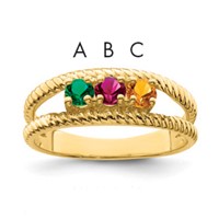 14K Yellow Gold Genuine 3 Stone Mother's Ring view 1