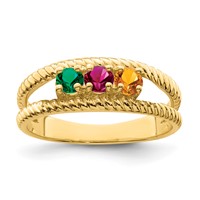 14K Yellow Gold Genuine 3 Stone Mother's Ring view 2