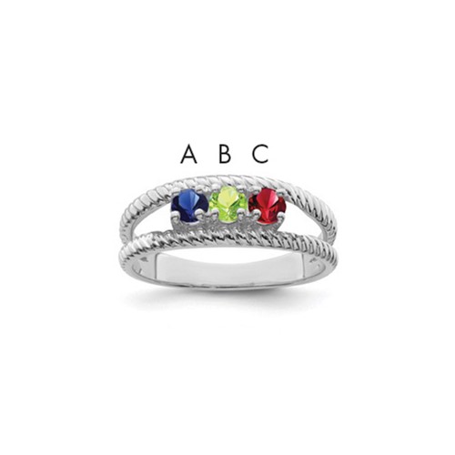 14K White Gold 3mm Synthetic Family Jewelry Ring
