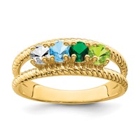 14K Yellow Gold Genuine 4 Stone Mother's Ring view 2
