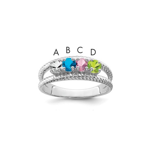 Sterling Silver Rhodium-plated Family Jewelry Mounting