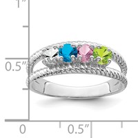 Sterling Silver Rhodium-plated Synthetic 4 Stone Mother's Ring view 4