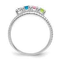 Sterling Silver Rhodium-plated Synthetic 4 Stone Mother's Ring view 3