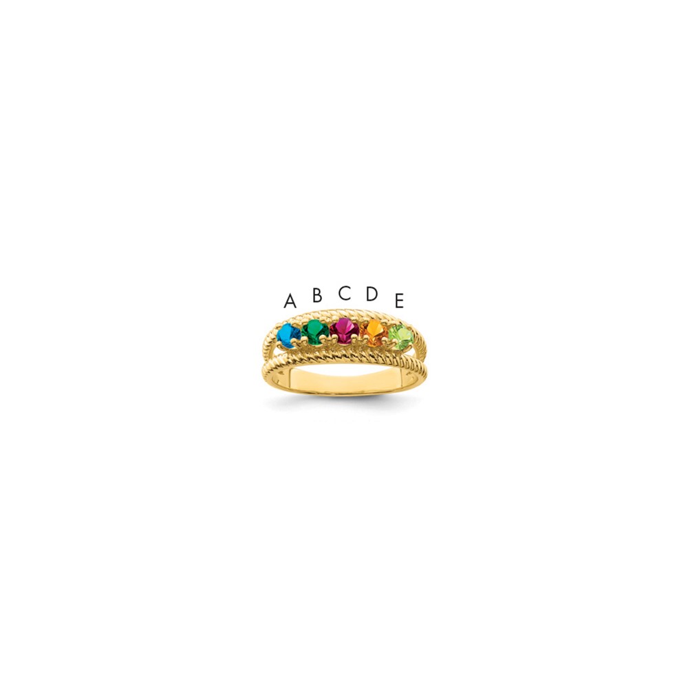 14K Yellow Gold Genuine 5 Stone Mother's Ring