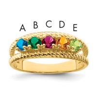 14K Yellow Gold Genuine 5 Stone Mother's Ring view 1