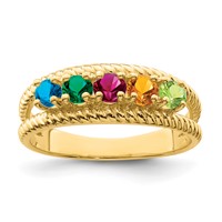 14K Yellow Gold Genuine 5 Stone Mother's Ring view 2