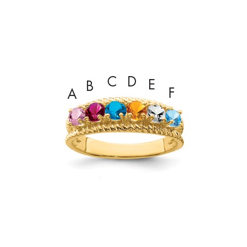 14K Yellow Gold Synthetic Family Jewelry Ring