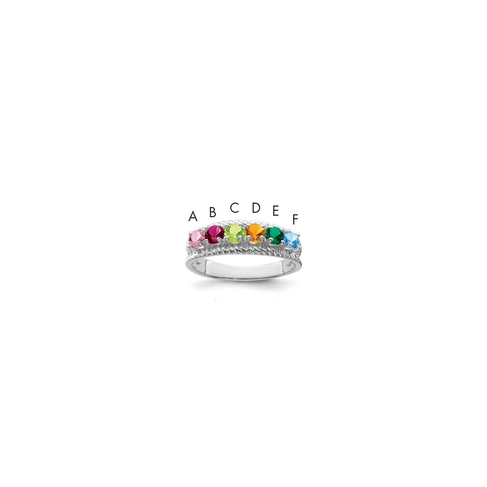 14K White Gold Family Jewelry Ring