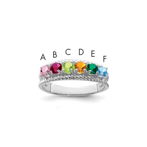 Sterling Silver Rhodium-plated Family Jewelry Ring