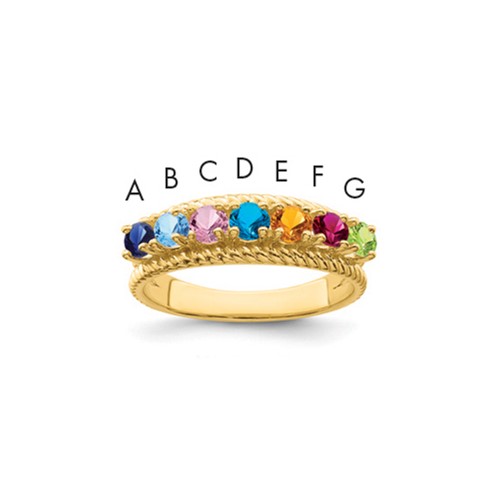 14K Yellow Gold Synthetic Family Jewelry Ring